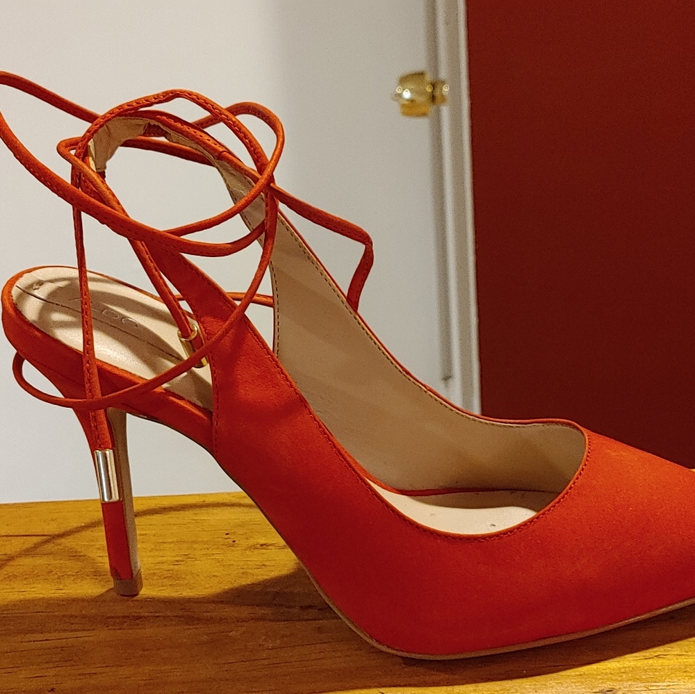 Red suede heels